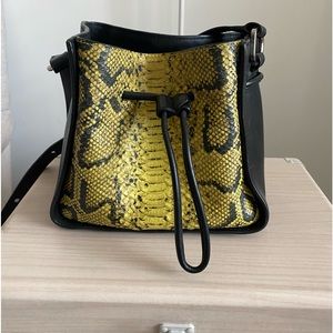 3.1 Phillip Lim Soleil Mini Leather Drawstring Bucket Bag- Lemon/BLK Snake Print